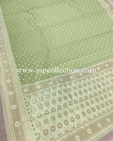 Light-Green Premium Cotton Alfi Saree – SSP Collection