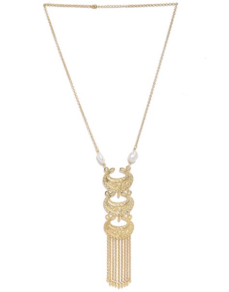 Gold Plated Chand Motif Tassel Necklace – Thingalicious