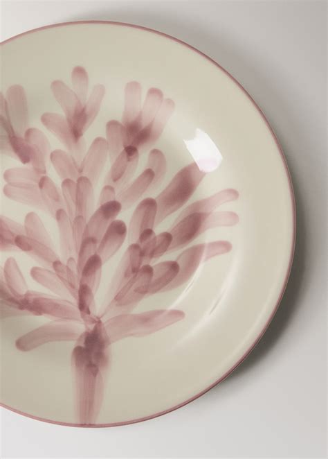 Stoneware dessert plate with floral design - Home | MANGO Netherlands