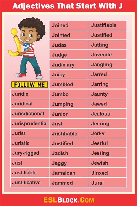 Adjectives That Start With J - English as a Second Language