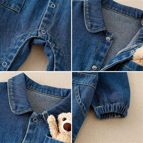 Denim Baby Boys Girls Jumpsuit With 3D Teddy Bear – Ju Ju Jam