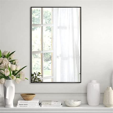 Buy Koonmi 36x24 Wall Mirror Black Rectangular Wall-Mounted Mirror for ...