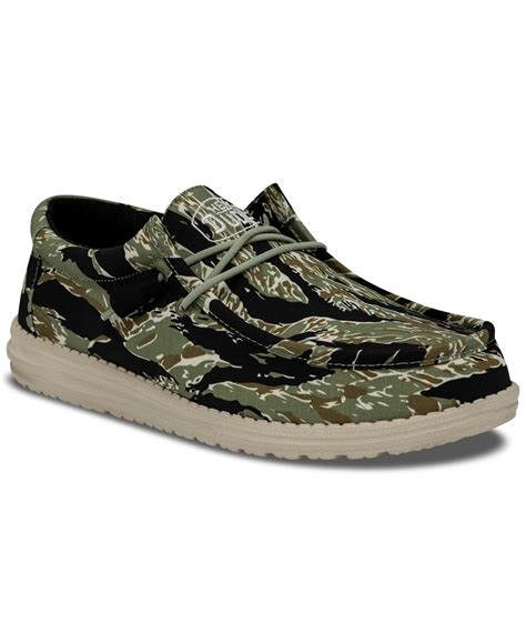 Hey Dude Men's Wally Camouflage Canvas Casual Moccasin Sneakers From Finish Line In Tiger Stripe ...