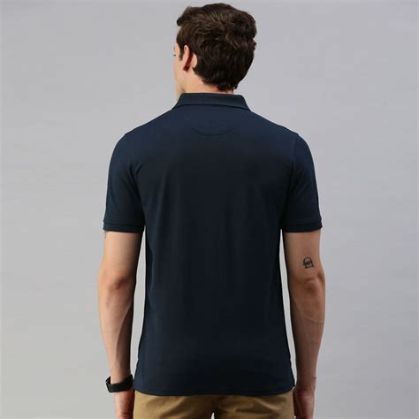 Men Navy Blue Polo Collar T-shirt - Spinwaresystem Private Limited