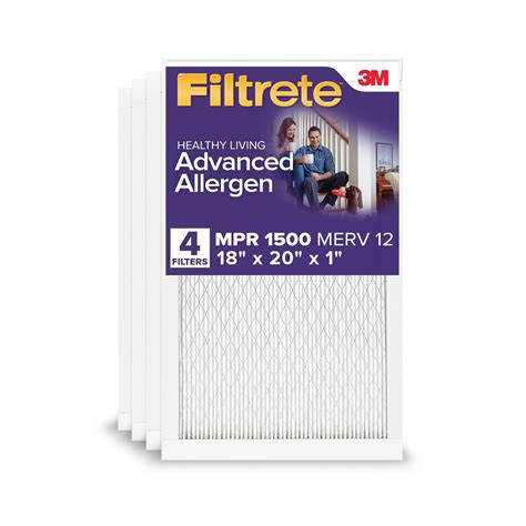 Filtrete 18x20x1 HVAC Furnace Air Filter, MPR 1500 MERV 12, Allergen ...