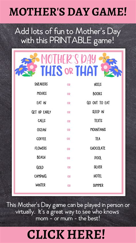 Mother's Day Game, Printable Mother's Day Game, Mum's Day Game, Mother ...