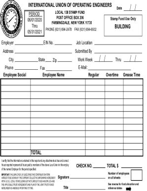Fillable Online Stamp FundInternational Union of Operating Engineers ...