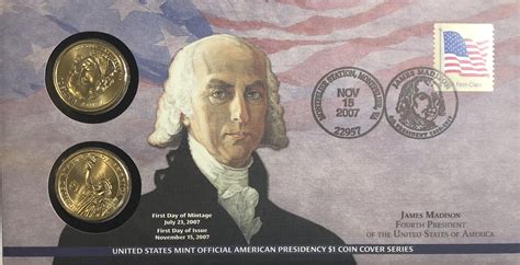 >2007-P&D U.S. Mint Limited Edition Coin Cover - James Madison ...