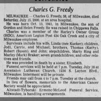 Obituary for Charles 0 ., 1941-2000 (Aged 58) - Newspapers.com™
