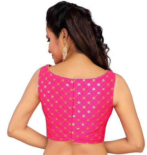 Women's Pink Embroidered Polyester Blouse (Design 1984) – Studio Shringaar