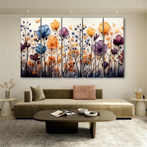 The Castle Decor- Abstract flower painting with frame 5 Big Size (27x48 ...