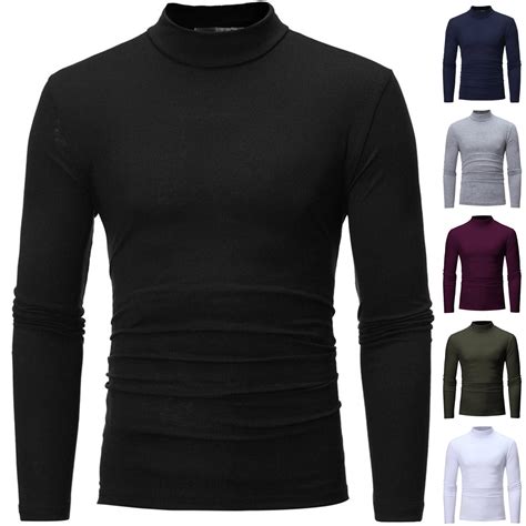 Utoimkio Men's Slim Fit Thermal Mock Turtleneck T-Shirts Long Sleeve ...