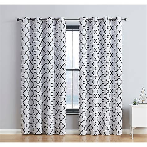 HLC.me 84-in Platinum White/Black Blackout Thermal Lined Grommet ...