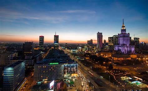 Lights of Warsaw at Dusk image - Free stock photo - Public Domain photo ...