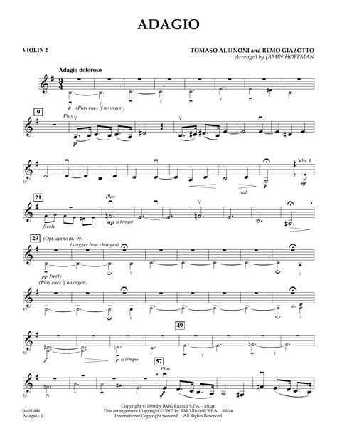 Adagio (arr. Jamin Hoffman) - Violin 2 by Tomaso Albinoni & Remo ...