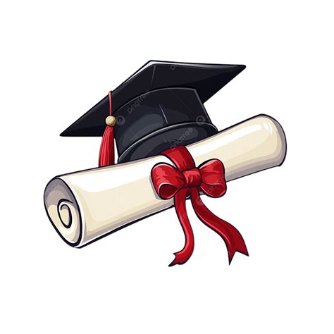 Graduation Cap With Diploma And Red Ribbon, Graduation Cap, Diploma ...