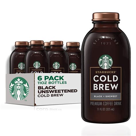 Buy Starbucks Cold Brew Coffee, Black Unsweetened, 11 oz Glass Bottles ...