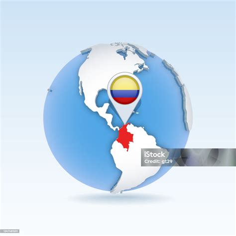 Kolombia Peta Negara Dan Bendera Yang Terletak Di Dunia Peta Dunia Ilustrasi Stok - Unduh Gambar ...