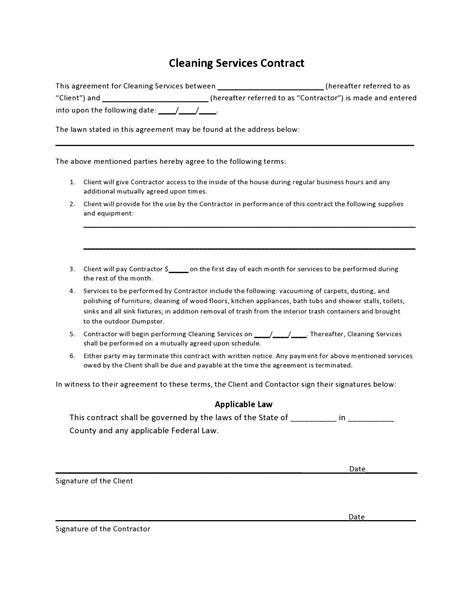 41 Printable Cleaning Contract Templates (100% Free)
