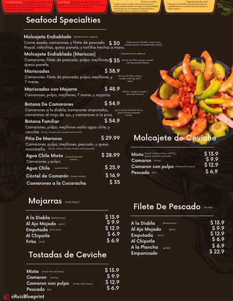 Mexican Restaurant Menu Template (english With Spanish Translations ...