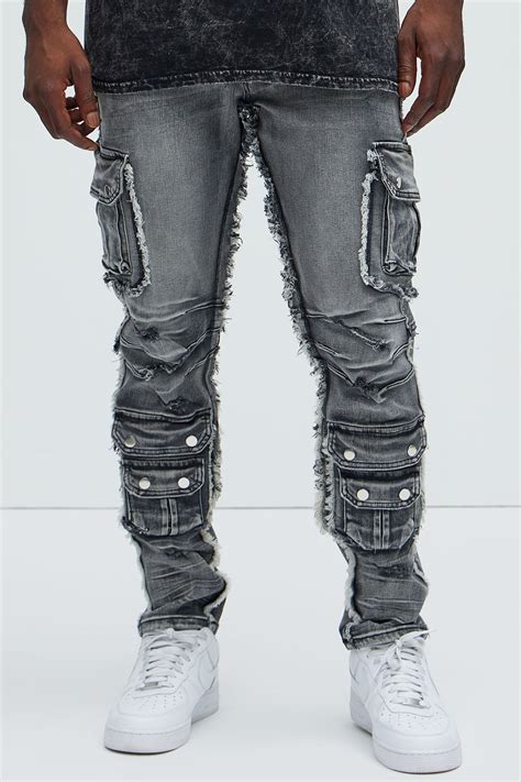 Risky Business Slim Cargo Jeans - Black Wash | Fashion Nova