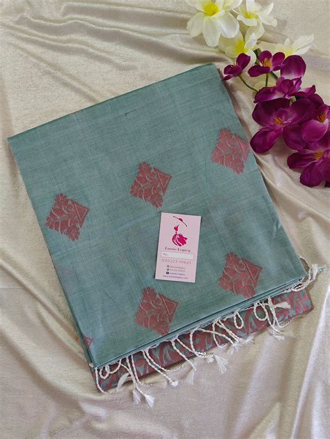 Dual Shade Green cum Blue Thread Woven Butter Semi Soft Silk Sarees ...
