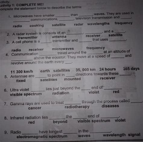 ACTIVITY 1: COMPLETE MEComplete the statement below to describe the ...