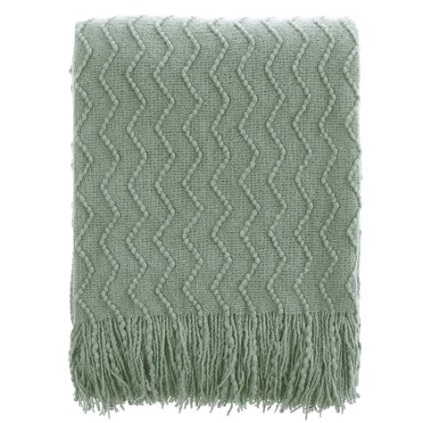 Knit Sage Green Blanket for Sofa and Bed, 50x60 Inch Lightweight Throw ...