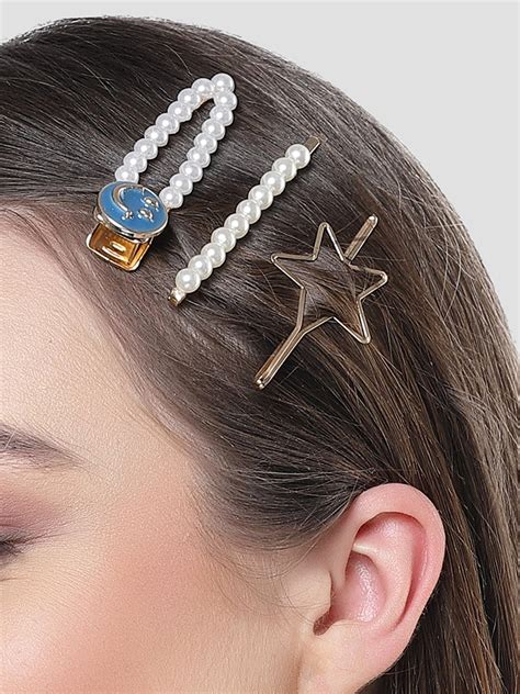 Bohey by KARATCART Gold Plated Blue Hair Clip for Women