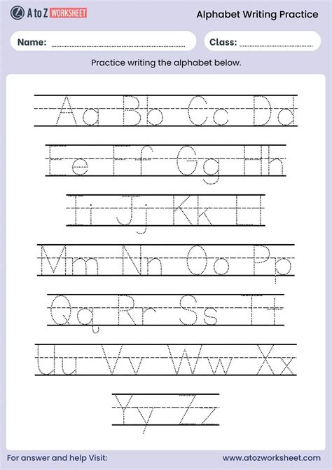 English Alphabet Tracing Worksheets - A to Z Worksheet