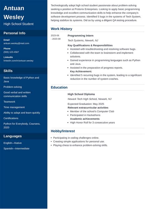 Resumes For Teenagers Resume Examples For Teens: Templates, Builder