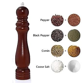 Buy beauty 11" Wood Pepper Mill Solid Wood and Adjustable Ceramic ...