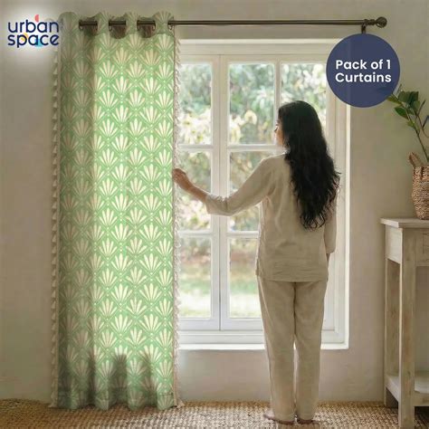 Amaya Sage Green Boho Cotton Curtain for Living Room - Urban Space