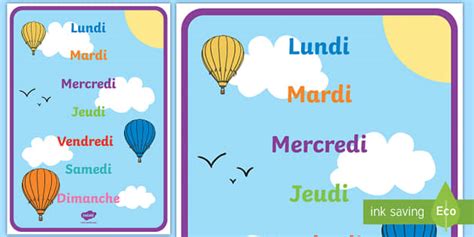 Posters d'affichage : Les jours de la semaine (teacher made)