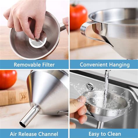 Buy Kitchen Funnel for Filling Bottles, 304 Stainless Steel Food ...