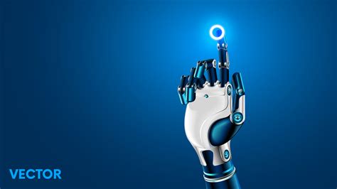 机器人机械手臂触控虚拟全息HUD界面人工智能未来科技概念EPS矢量插画 - 设计元素 - 美工云 - 上美工云，下一种工作！