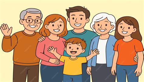 Happy multigenerational family portrait illustrationeps | Premium Vector