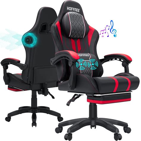 Hoffree Extra Wide Big and Tall Gaming Chair with Bluetooth Speaker ...