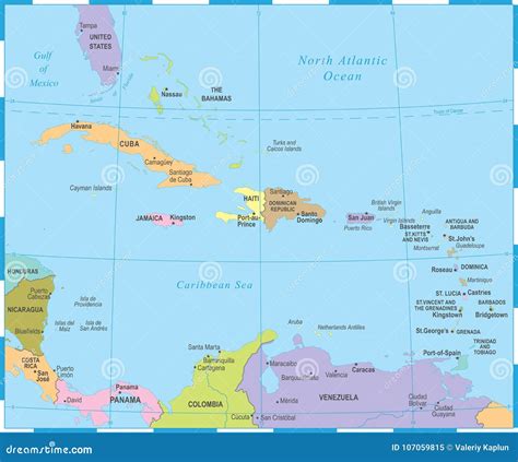 El Mapa Del Caribe - Ejemplo Del Vector Stock de ilustración ...