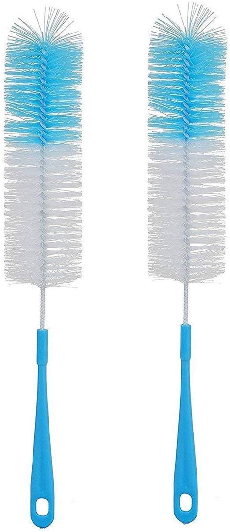 Habitro Nylon Long Plastic Bottle Cleaning Brush - Set of 2 Pcs (Blue ...