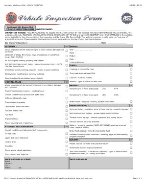 Fillable Online Printable Inspection Form - Northwest Alfa Romeo Club ...