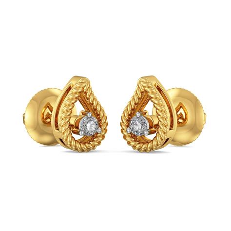 Buy Joyalukkas 18k (750) Yellow Gold and Diamond Stud Earrings for ...