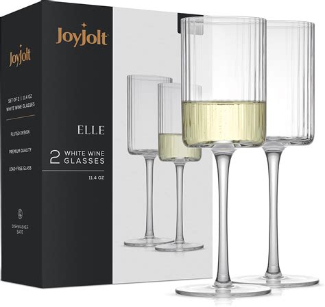Amazon.com | JoyJolt Fluted Wine Glasses – ELLE 11.5oz White Wine ...