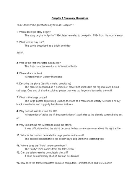 Chapter 1 Summary Of 1984
