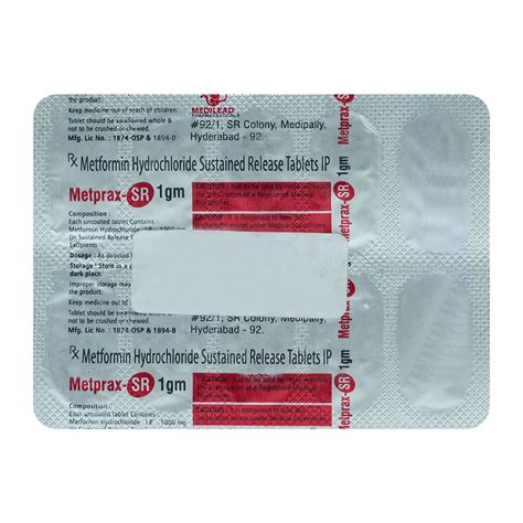 Metprax-SR 1 gm Tablet 10's Price, Uses, Side Effects, Composition ...