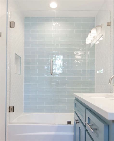 Blue Bathroom with White Bathtub