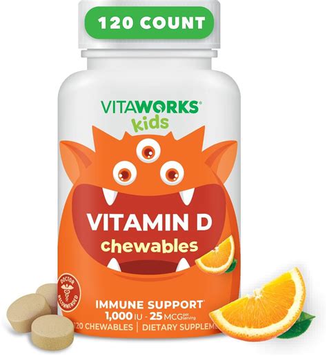 Amazon.com: VitaWorks Kids Vitamin D 1000 IU Chewable Tablets - Tasty ...