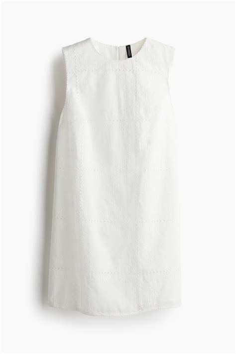 Vestido de algodón con bordado inglés - Blanco - MUJER | H&M ES