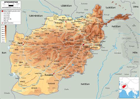 Large size Physical Map of Afghanistan - Worldometer