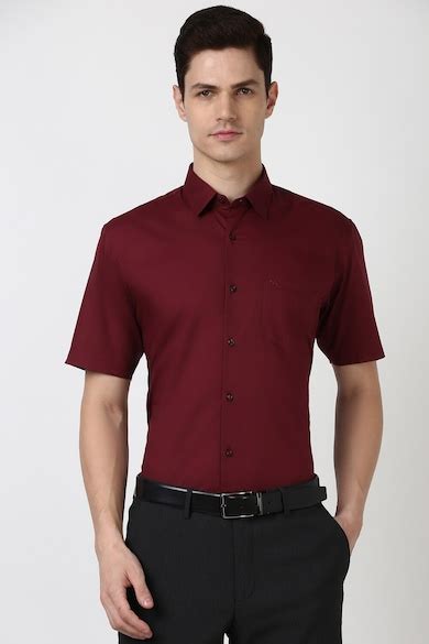 Buy Men Maroon Regular Fit Half Sleeves Formal Shirt Online - 39680442 ...